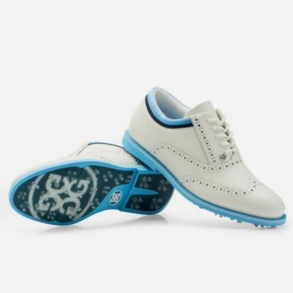 G/FORE Ladies Grosgrain Brogue Gallivanter Cream and Blue Golf Shoes 8.5 - Picture 2 of 5